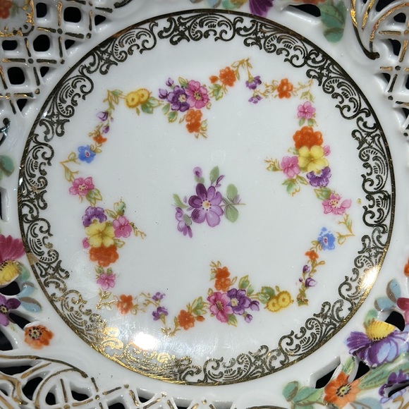 Schumann Arzberg Germany Floral Reticulated Trinket Plate - Picture 2 of 8